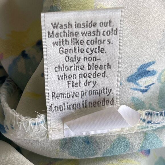 LC Lauren Conrad Yellow & Cornflower Blue Chiffon Sleeveless Blouse Size XSmall - Picture 8 of 10